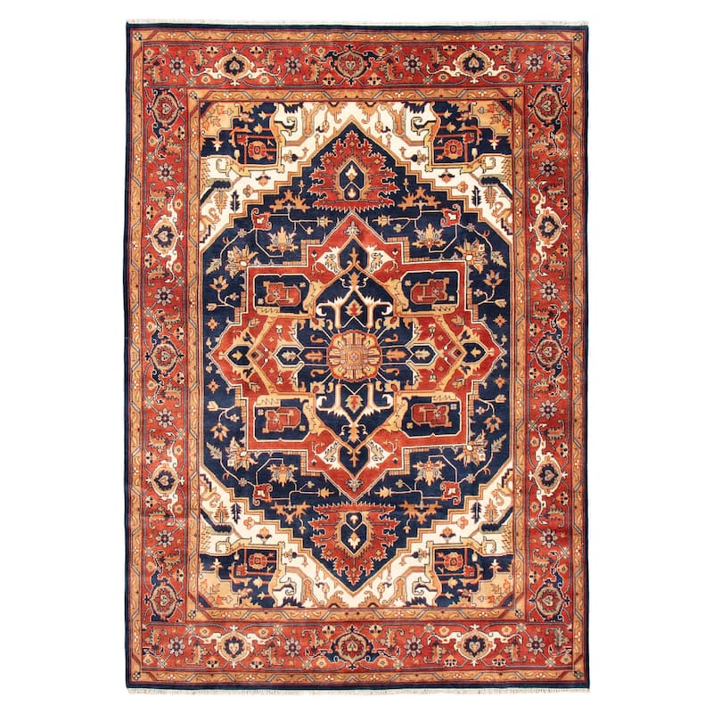 ECARPETGALLERY Hand-knotted Serapi Heritage Navy Wool Rug - 9'10 x 14'5 - Dark Navy - 9'10 x 14'5