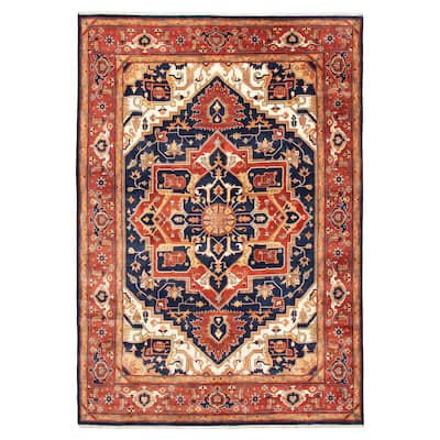 ECARPETGALLERY Hand-knotted Serapi Heritage Navy Wool Rug - 9'10 x 14'5