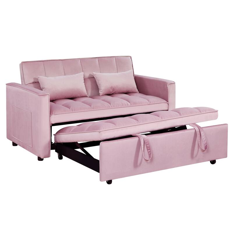 Modern Convertible Futon Sofa Bed,Adjustable Backrest,Armrest Holders