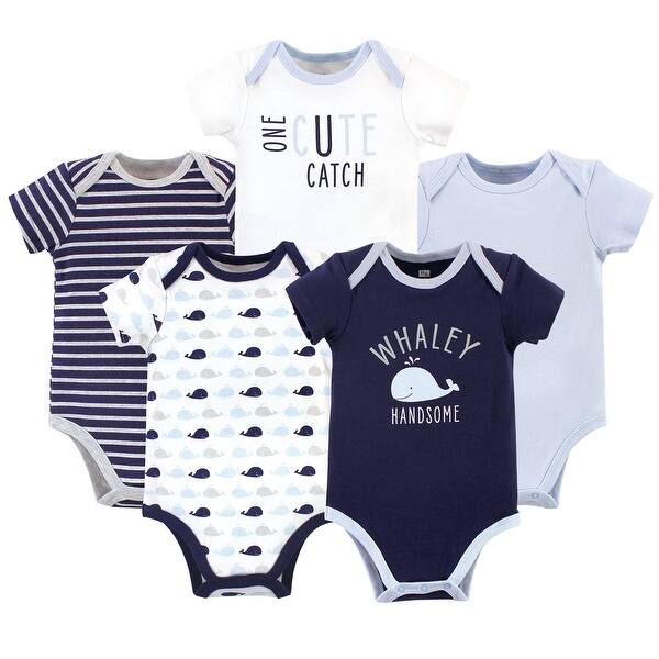 slide 1 of 1, Hudson Baby Infant Boy Cotton Bodysuits 5pk, Whaley Handsome 0-3 Months - Whaley Handsome