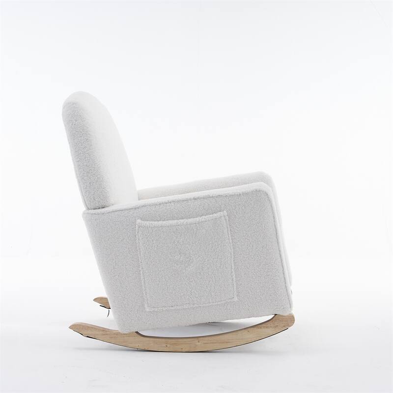 Teddy Fabric Rocking Chair With Adjustable Footrest