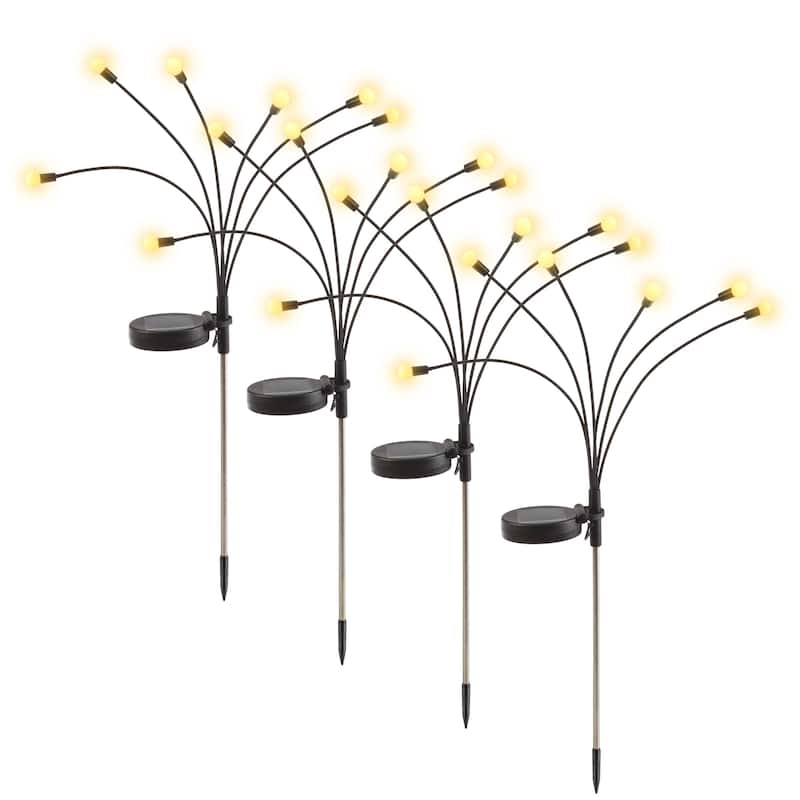 Pure Garden Outdoor Solar Garden Lights 4-Pack - Black