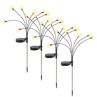 Pure Garden Outdoor Solar Garden Lights 4-Pack - Black