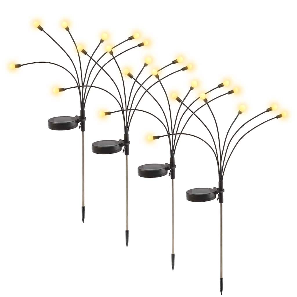 Pure Garden Outdoor Solar Garden Lights 4-Pack - Black