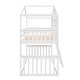 preview thumbnail 5 of 9, Twin Over Twin Bunk Bed With Ladder, House-shaped Bed with Windows, Pine Wooden Bed Frame with Guardrails, White