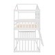 preview thumbnail 14 of 27, Twin over Twin Bunk Bed Frame with Semi-enclosed House Frame, Windows, Headboard, Ladder, Guardrail - Wooden House Bed Frame聽