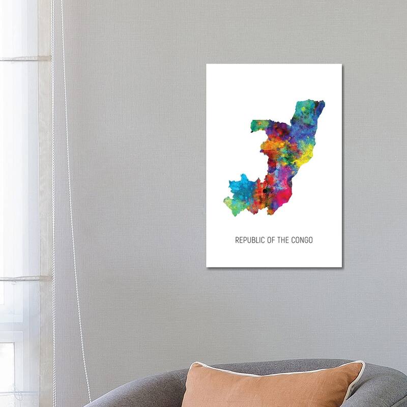 iCanvas "Republic Of The Congo Map" by Michael Tompsett Canvas Print - 26x18x1.5