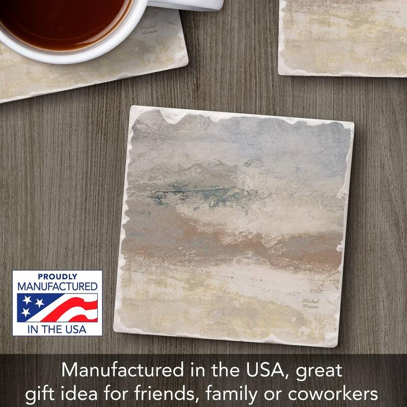 Absorbent Stone Tumbled Tile Coasters, Open Glow Horizon, Set of 4