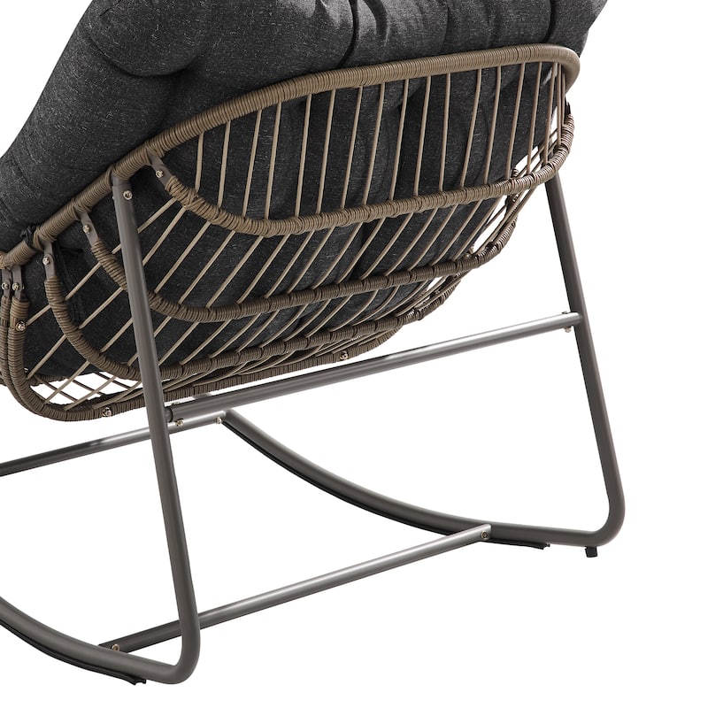 Corvus Hailar Outdoor Wicker Rocking Chair with Ottoman