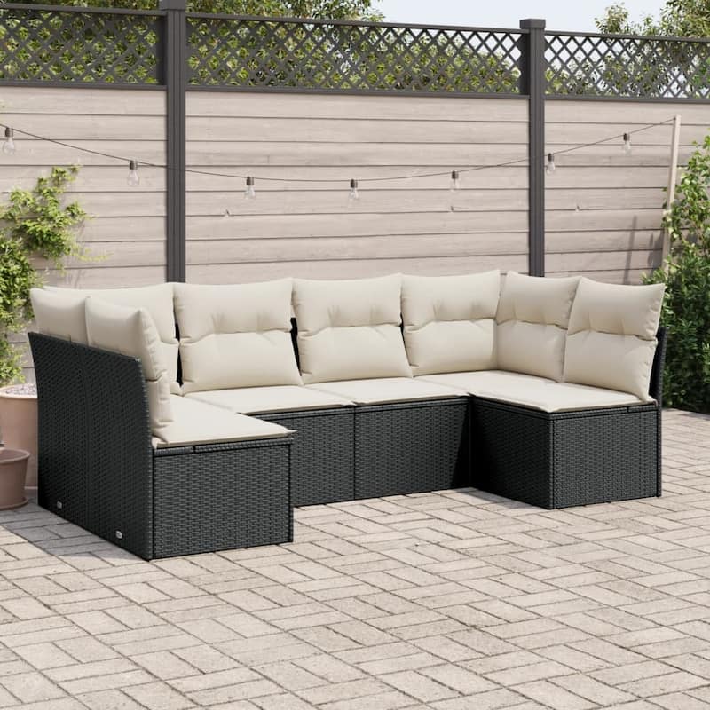 vidaXL Garden Sofa Set Black PE rattan Large Modular - 24.4 x 24.4 x 27.2