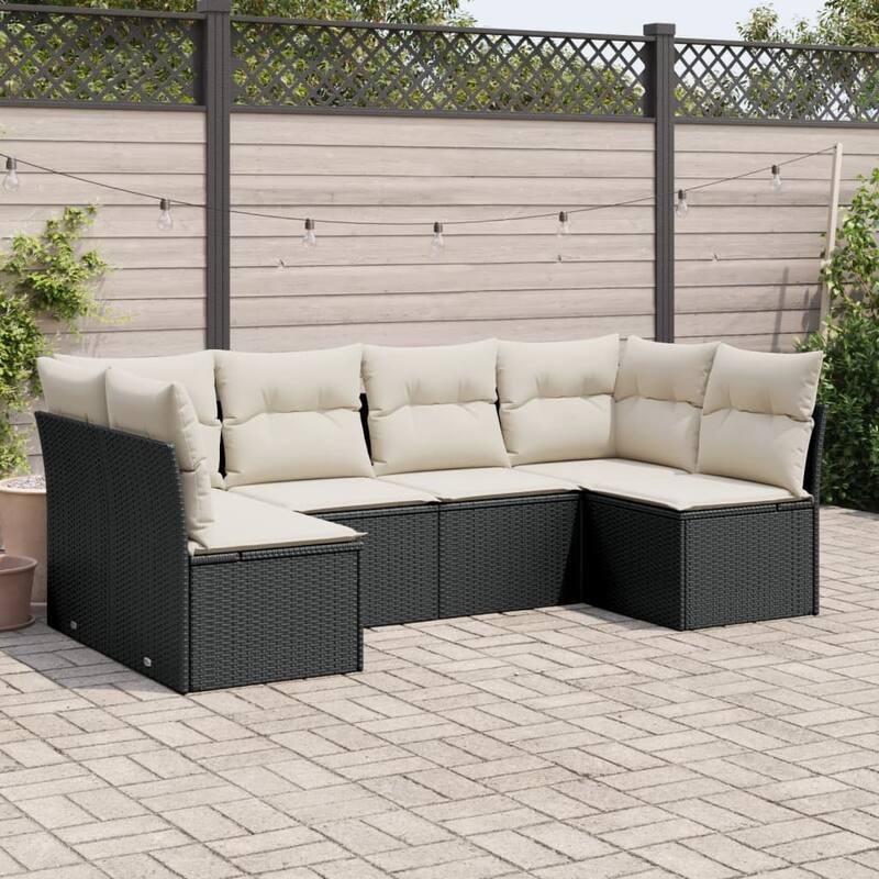 vidaXL Garden Sofa Set Black - Black and cream 6-piece set Without table