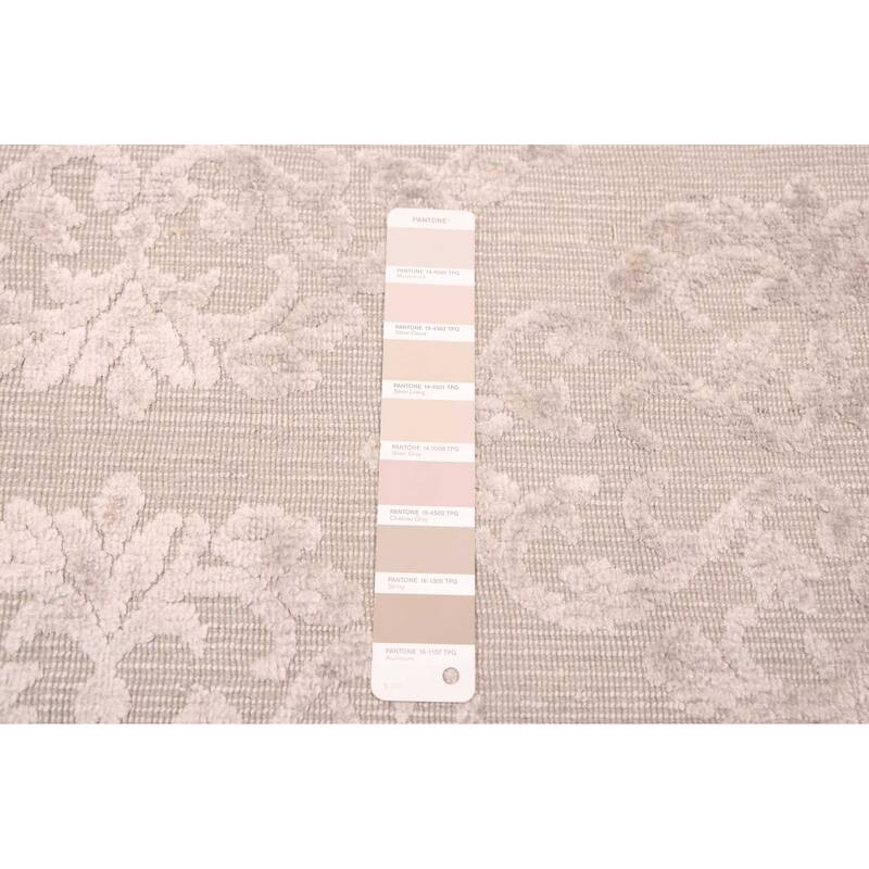 ECARPETGALLERY Hand Loomed Elysian Light Grey Viscose, Wool Rug - 8'5 x 8'2