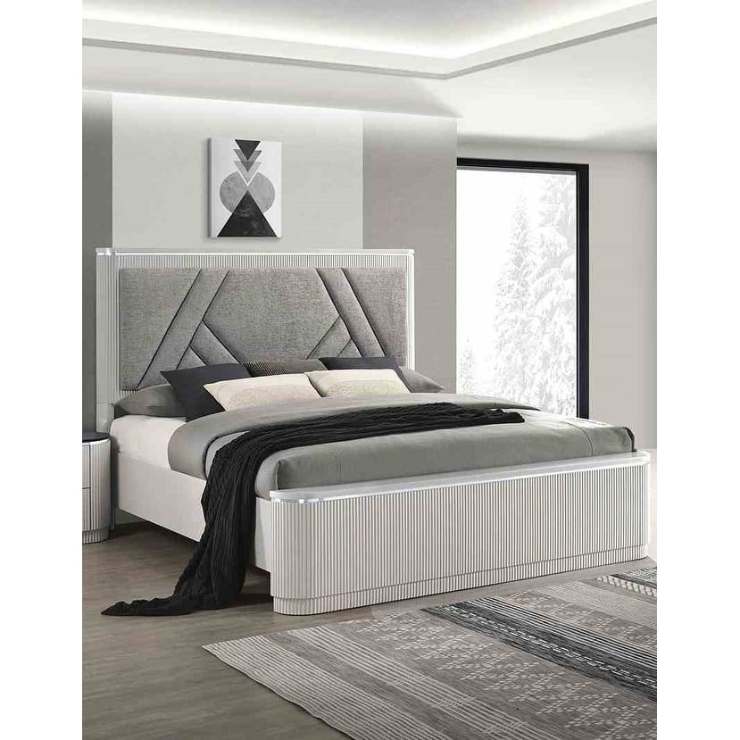 1PC Contemporary Light Gray Finish Bed