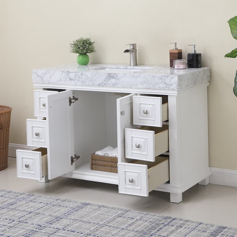 Altair Jardin Single Bathroom Vanity Set and Carrara White Countertop without Mirror