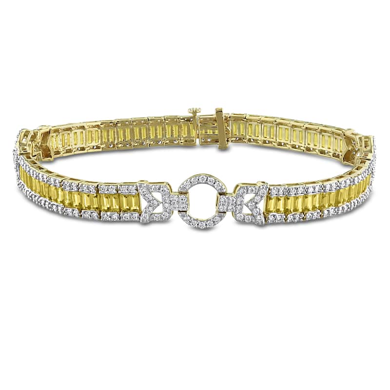 Miadora 14k Gold Diamond and Sapphire Tennis Bracelet 7.25" - Yellow