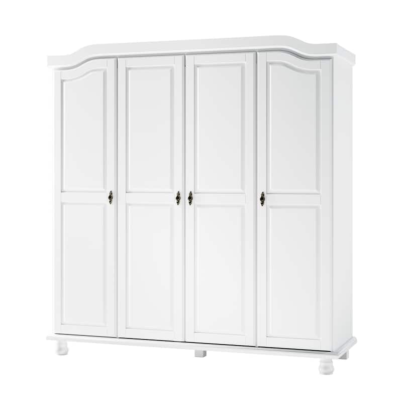 100% Solid Wood Kyle 4-Door Wardrobe Armoire by Palace Imports
