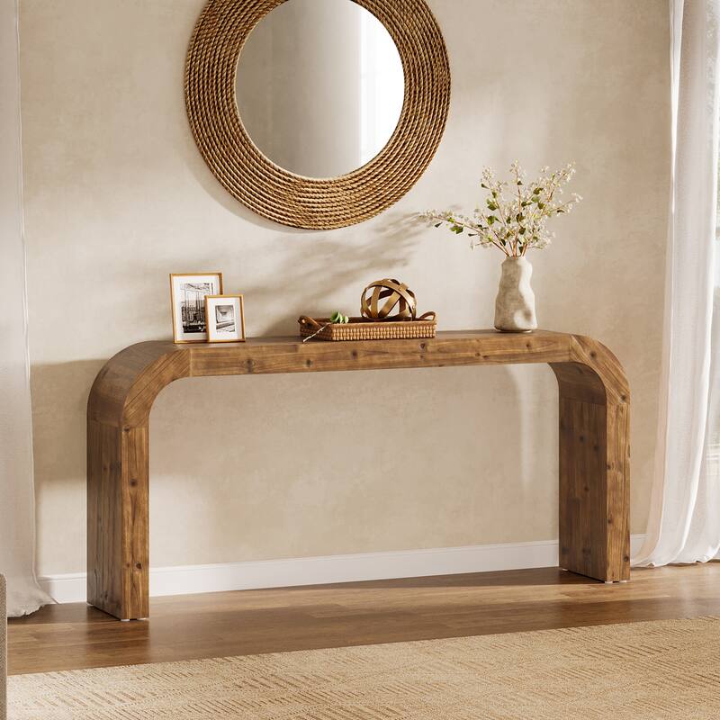 Solid Wood Console Table, 70.87-Inch Farmhouse Sofa Table