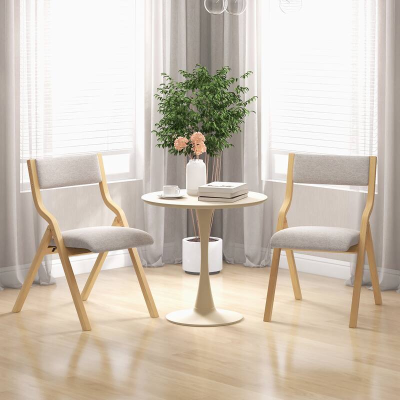 Gymax Folding Dining Chairs Set of 4 Wooden Table Chairs w/ Padded