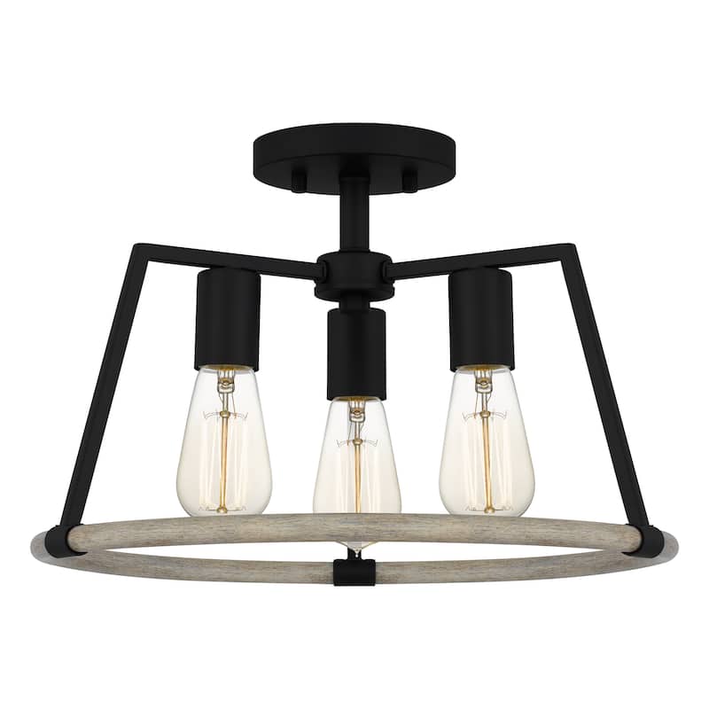 Tippet 3-Light Matte Black Semi-Flush Mount