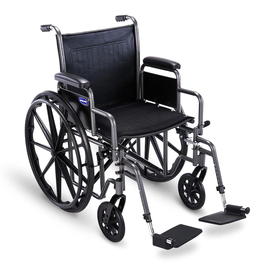 Invacare Essentials EX1 Folding Manual Wheelchair w/ Swing‑away Footrests & Desk‑Length Arms - Black