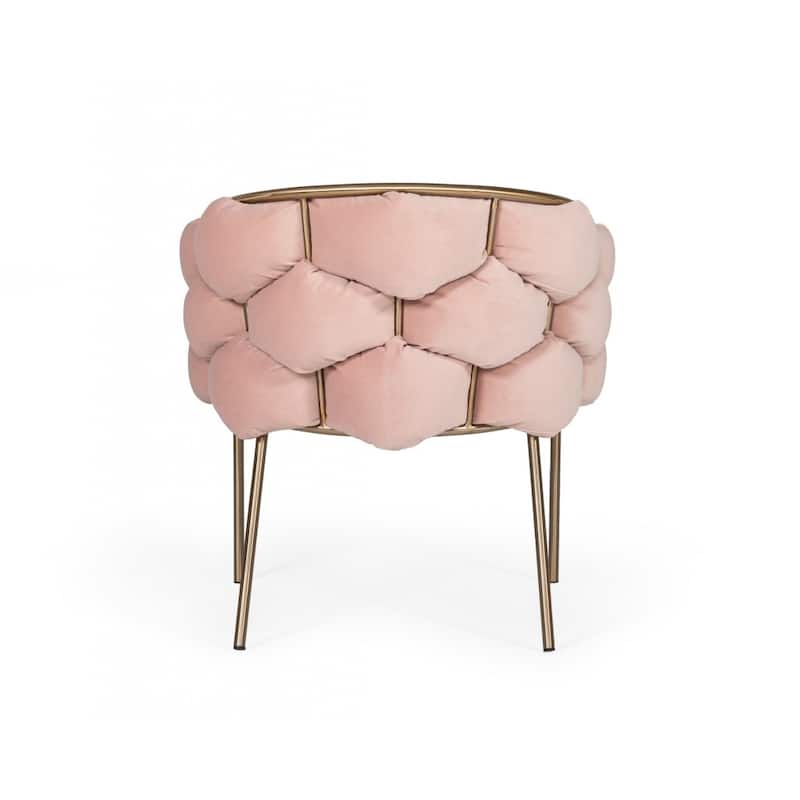 Modern Velvet Upholstered Arm Dining Chair with Brass Metal Legs and Solid Back for Living Room or Office - 32”H x 26”W x 23”D