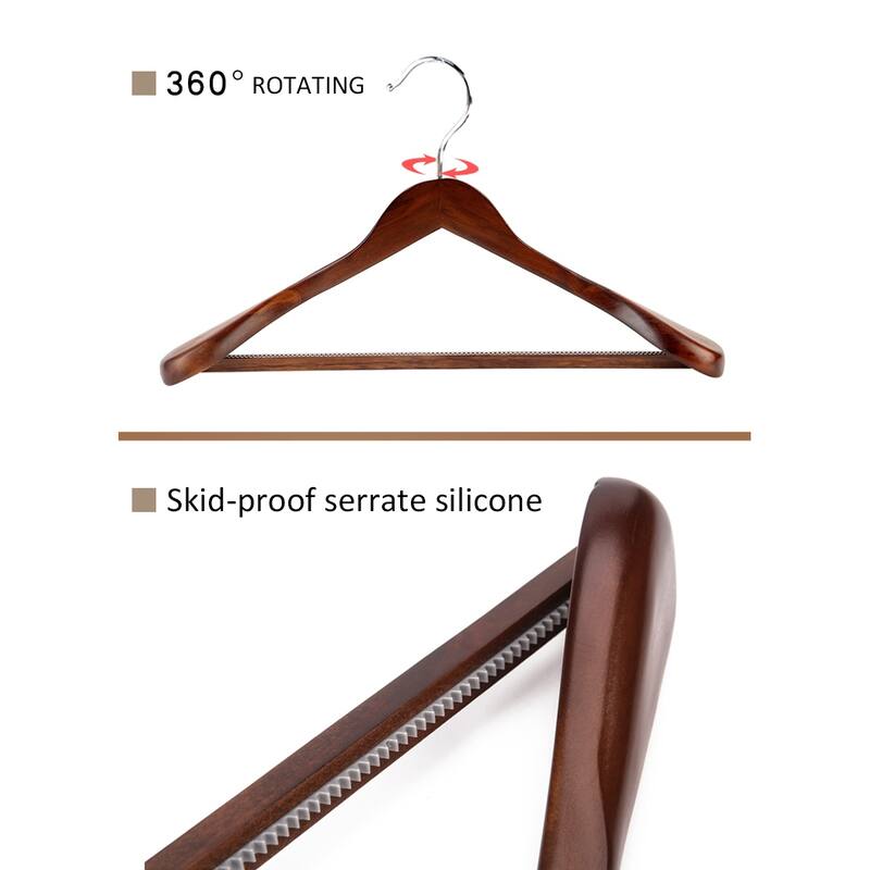 Set Of 5 Natural Wooden Coat Hangers for Suit/Dress/Shirt/Sweater - 17.52*2.16*8.74in