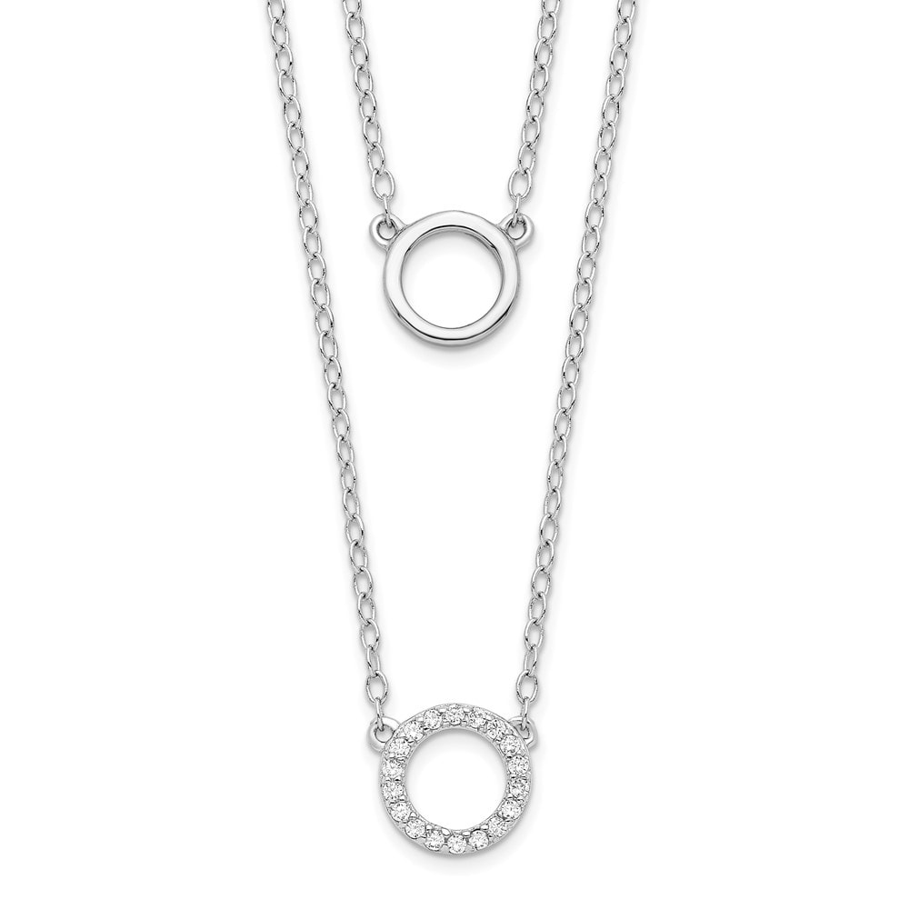 Sterling Silver Rhodium-plated Cubic Zirconia Circle with 2in Extender Necklace 