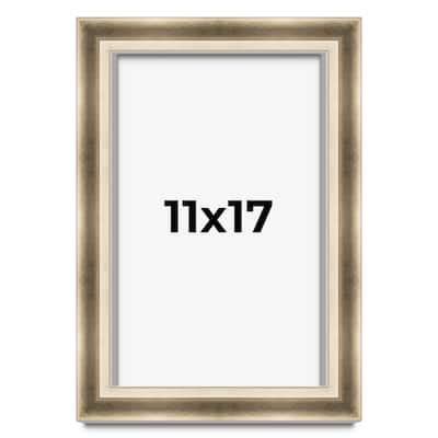 11x17 Shadow Box Frame Silver | 1.75 inches Deep Real Wood Traditional