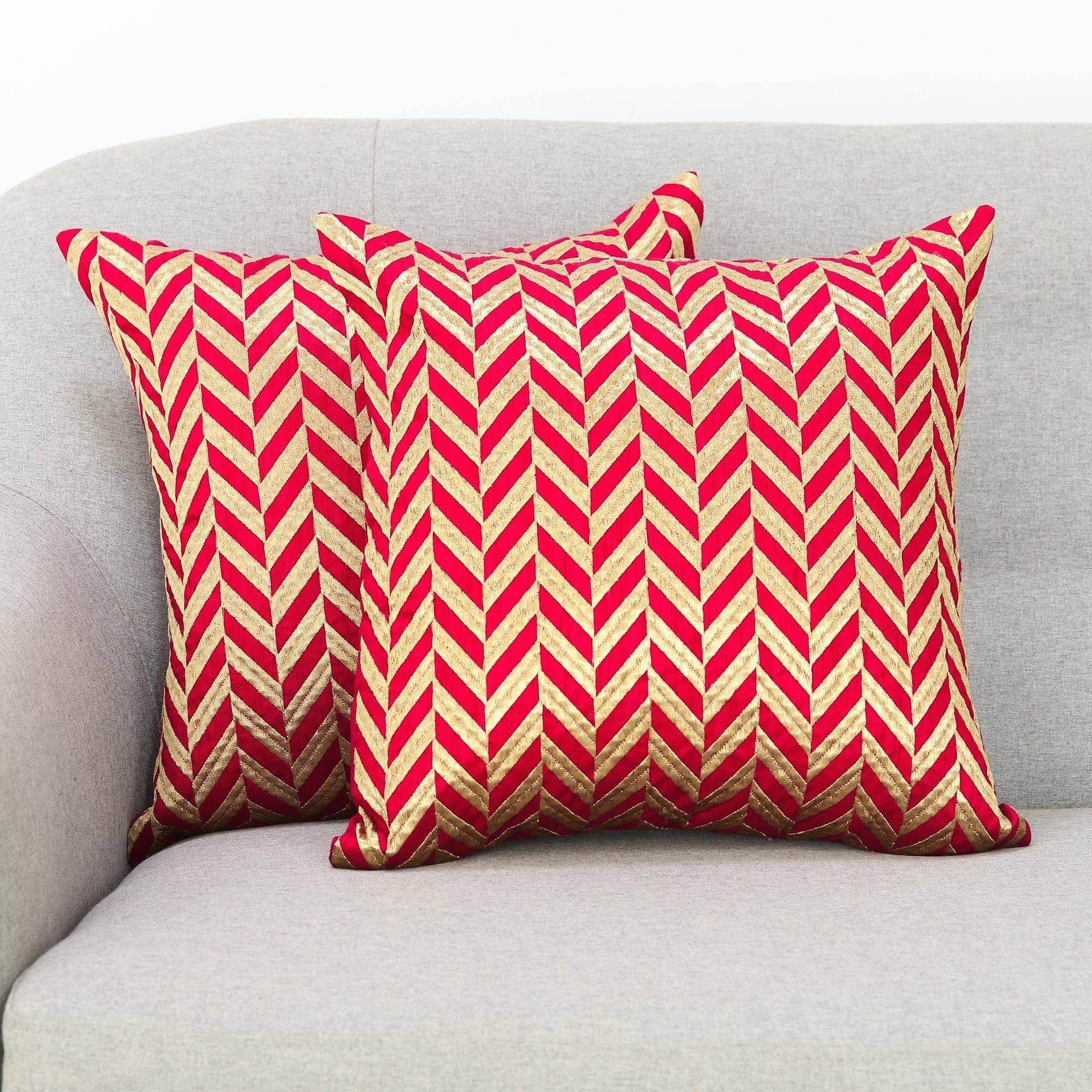 NOVICA Handmade Elegant Chevron Embroidered cushion covers (india) 16 Bed Bath & Beyond