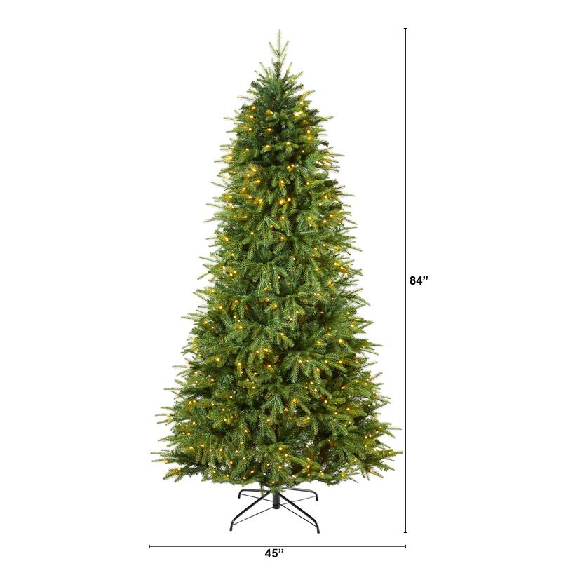 7' Pre-Lit Vancouver Fir Artificial Christmas Tree, Clear LED Lights - 7 Foot