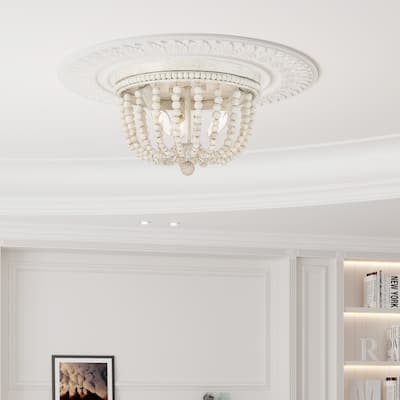 Fidenza 3-light Boho Beaded Flush Mount Ceiling Light Farmhouse Coastal Dome Lighting - 12 inches