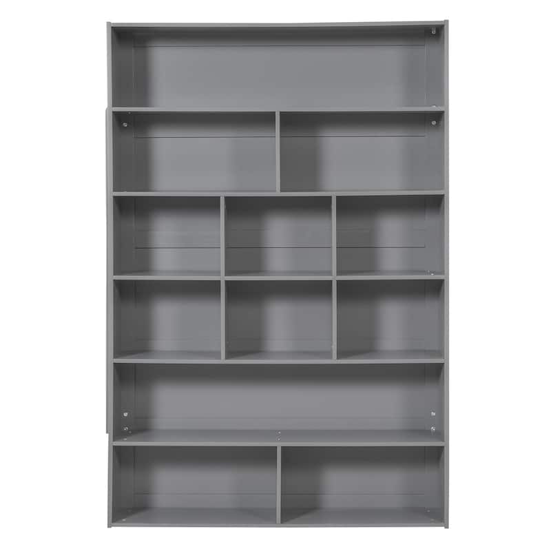 Twin over Twin Bunk Bed Kids Bed Frame with Side Bookcase Cabinet, Pull-out Drawers, Wooden Panel Bed for Kids Bedroom