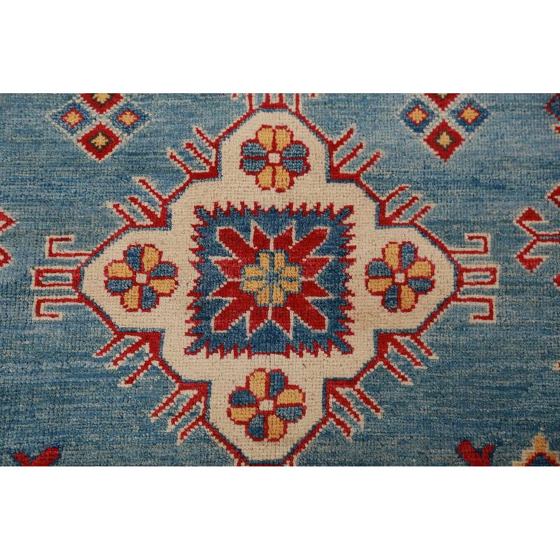 Hand Knotted Oriental 100% Wool Carpet Traditional Medallion Navy Blue & Blues Kazak Area Rug - 13' 9'' X 9' 10''