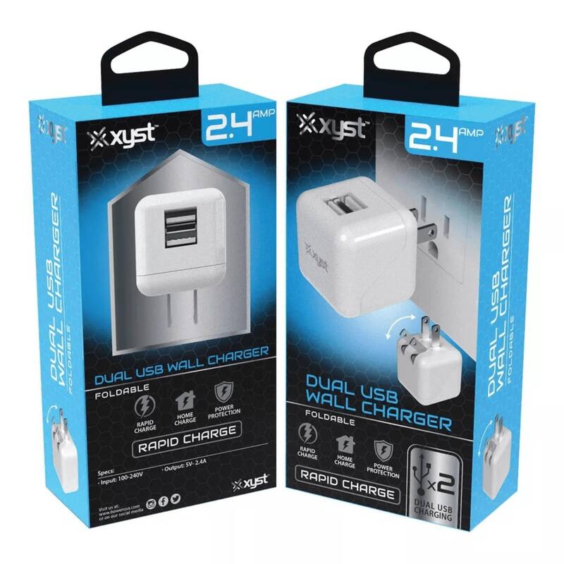 Xyst 2.4-Amp Dual USB Foldable Wall Charger