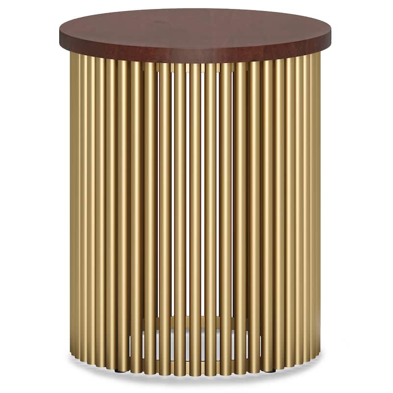 WYNDENHALL Karl 18 inch Wide Solid Mango & Metal Industrial Accent Table - 18 W x 18 D x 21 H