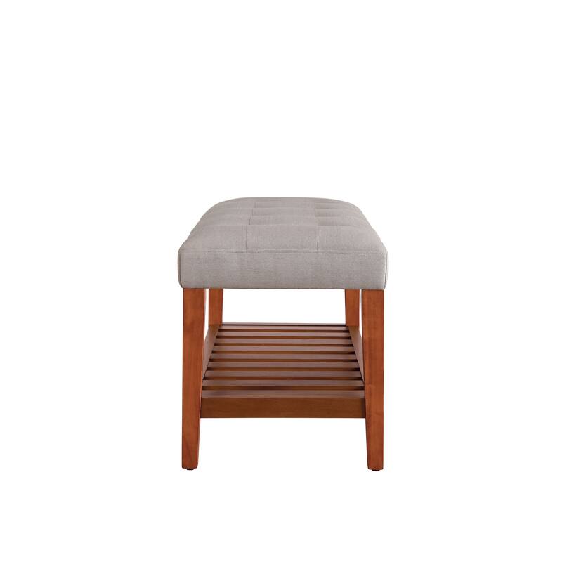 Charla Light Gray Fabric & Oak Finish Bench