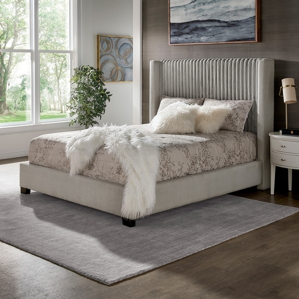 Jules pleated velvet wingback bed discount