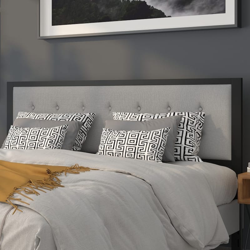 Metal Tufted Upholstered Headboard - Modern Headboard - Light Gray - King