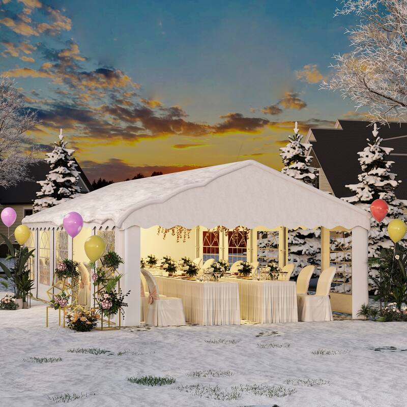 Durable Party Tent Gazebo for Events, Weddings, and BBQs - Includes Removable Sidewalls with Windows & Storage Bags, White
