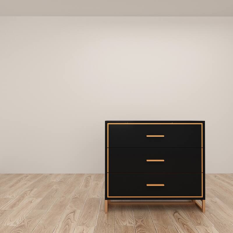 Luxurious Black and Gold Storage Cabinet Nightstand: Modern Design, Ample Storage & Practical Features