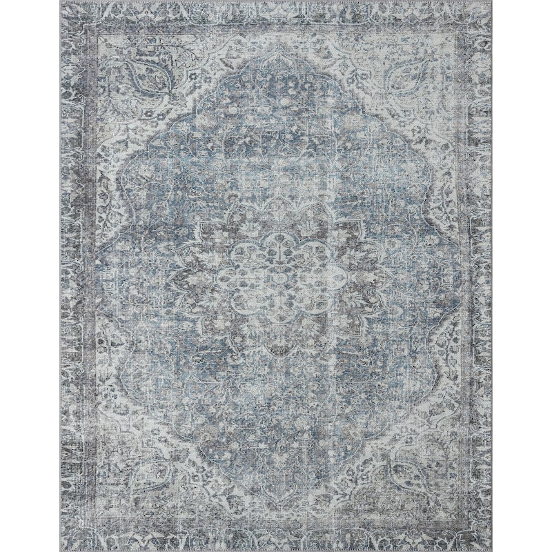 Park Avenue Traditional Medallion Indoor Machine Washable Area Rug