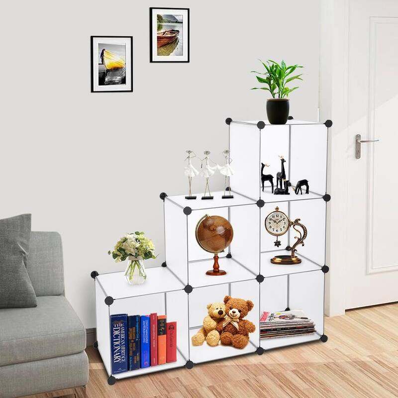 6-Cube Grid Wire Storage Shelves DIY Closet Organizer Cabinet,White