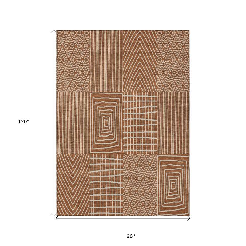 HomeRoots Geometric Transitional Rectangle Outdoor Rug