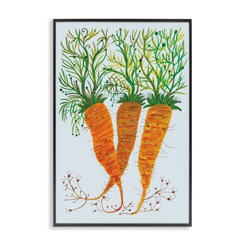 Stupell Whimsical Garden Carrots Framed Giclee Art Design By Kay Widdowson - 16 x 24 - Black