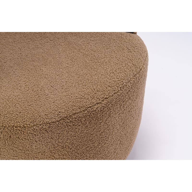 Swivel Accent Armchair Teddy Fabric Barrel Chair