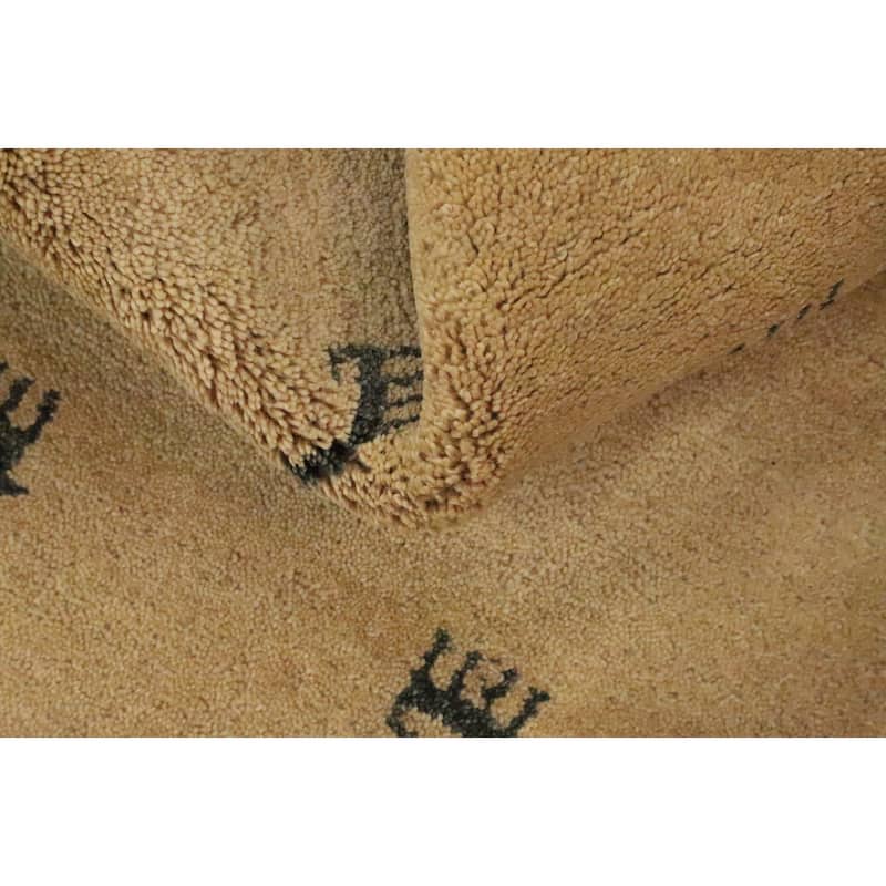 Hand Knotted Oriental 100% Wool Carpet Tribal Geometric Beige & Ivories Gabbeh Area Rug - 7' 0'' X 5' 0''