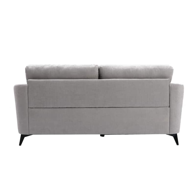 Odin 3 Piece Sofa, Loveseat, Chair Set, Tufted Cushions, Light Gray Velvet
