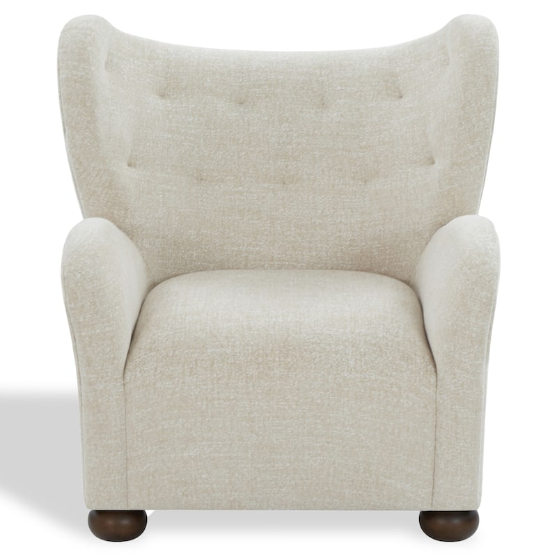 SAFAVIEH Couture Galloway Wingback Accent Chair - 31"W x 31"D x 34"H - Taupe/Walnut