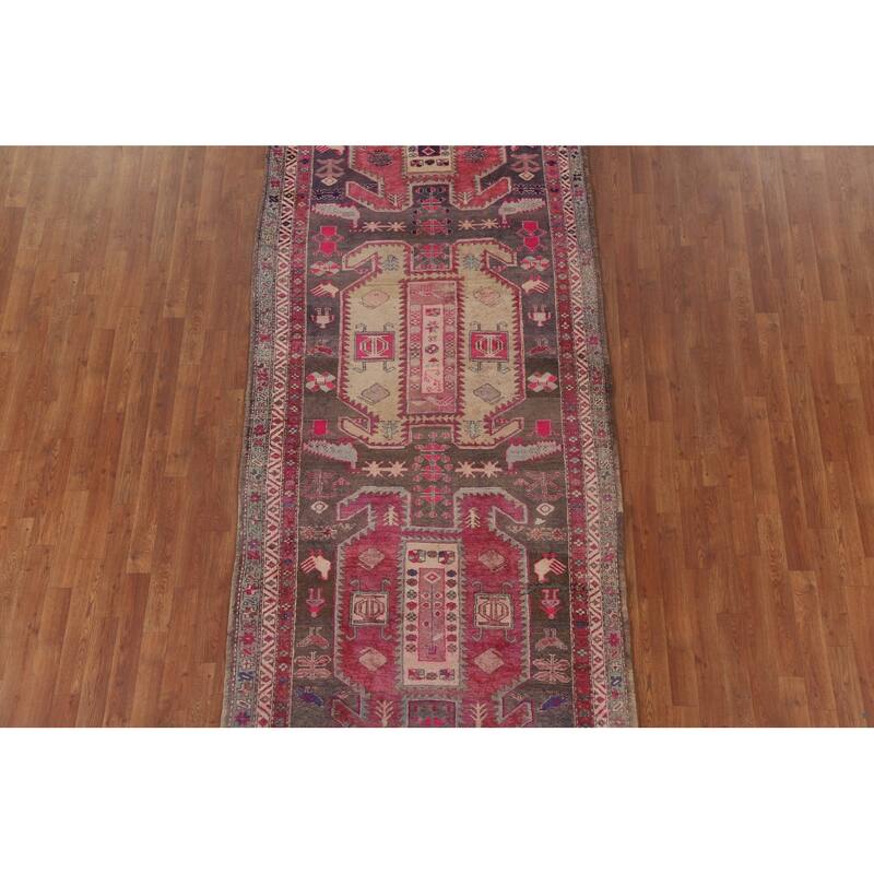 Meshkin Persian Vintage Runner Rug Hand-knotted Wool Carpet - 4'4" x 10'3"
