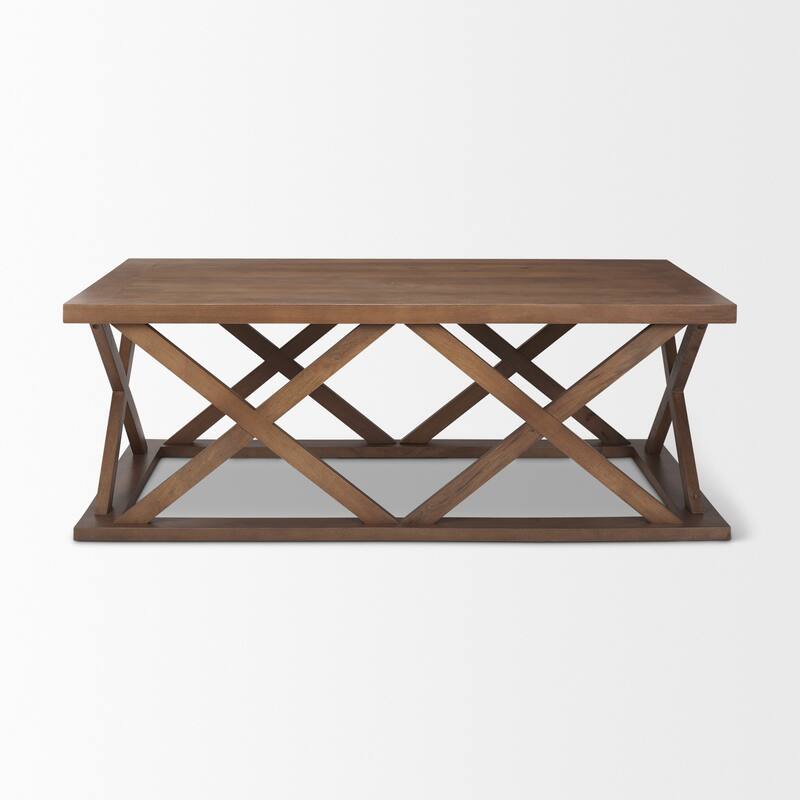 HomeRoots 48" Brown Solid Wood Geo Frame Coffee Table - 48' X '17.5' X '28